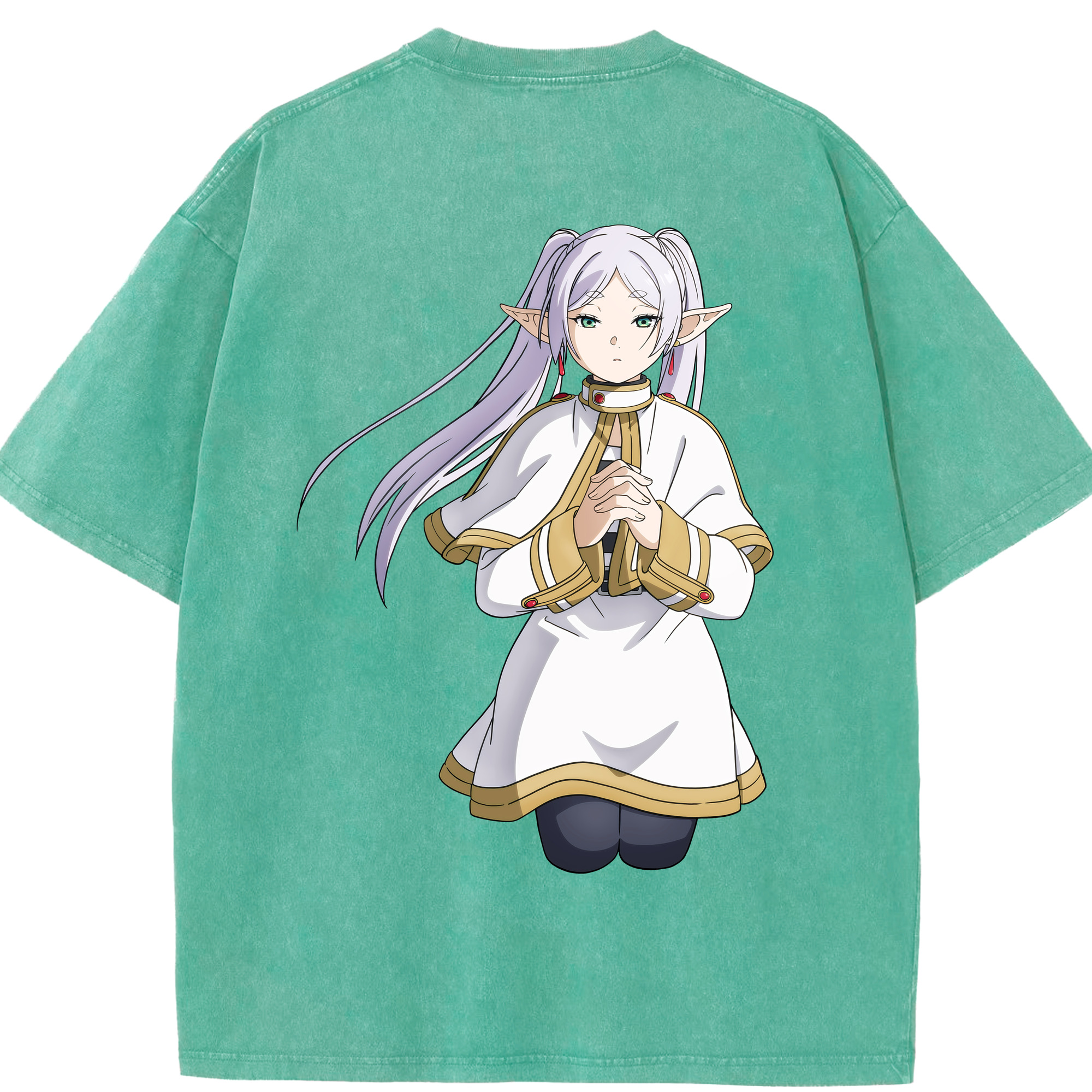 （画像用） 葬送のフリーレン Frieren 綿100% ヴィンテージ風 半袖Tシャツ（背面プリント）